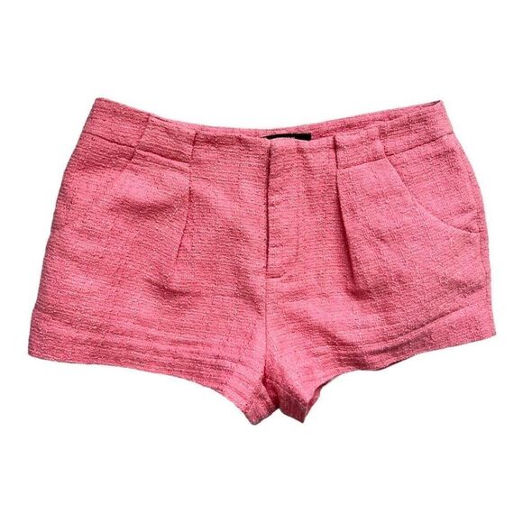 Womens Forever 21 Metallic Fleck Tweed Peach Pleated High Waisted Shorts - Sz S - Picture 2 of 3